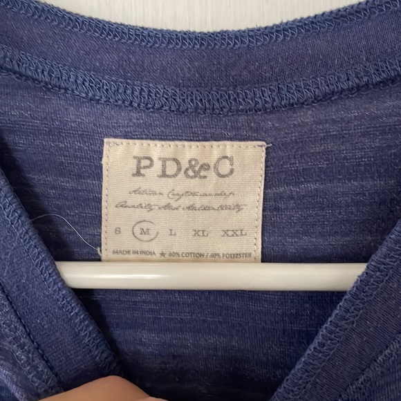 Blue button up Henley with pocket - Picture 2 of 3